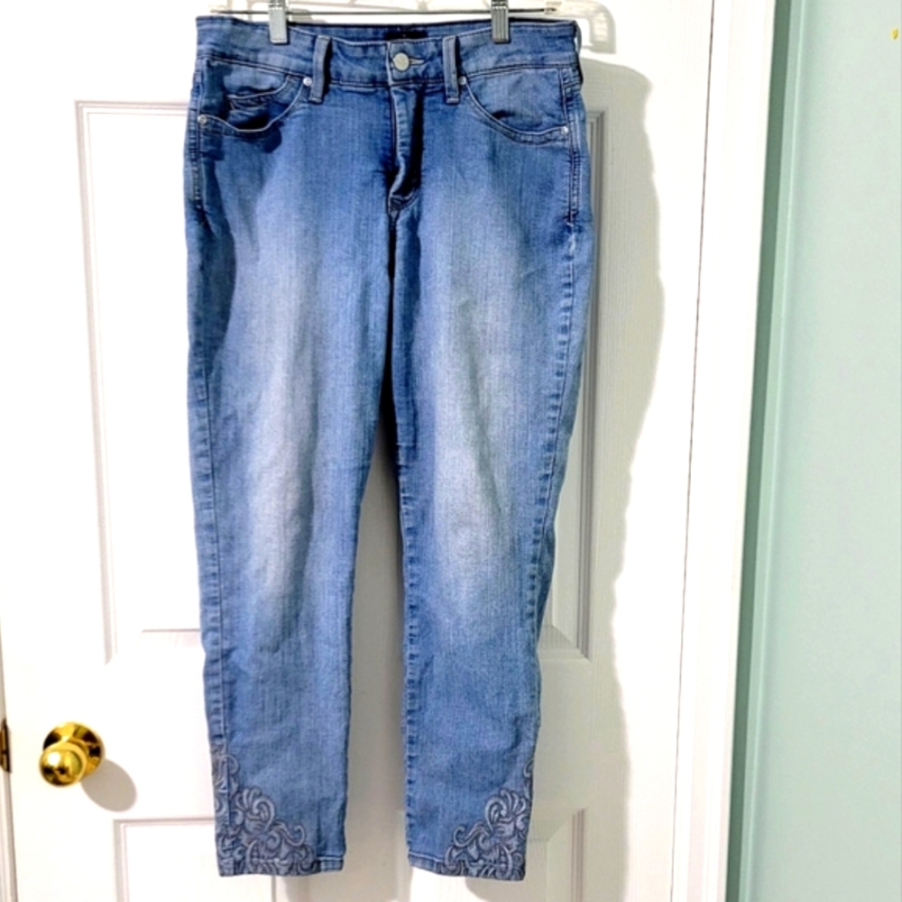 NYDJ Petite Ankle Women's Distressed Denim Jeans Size 8